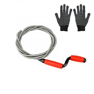 VGECEE Spirale de Nettoyage de Canalisation - 5M- Kit de Nettoyage de Canalisations en Spirale Ø 7 mm x 5 m Furet Déboucheur Canalisation, avec Gants, pour Le Nettoyage des Éviers des Toilettes (Teksyjiuh, neuf)