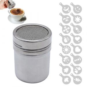 YOFDAL 1 PCS Saupoudreur de sucre en poudre acier inoxydable avec tamis &agrave; farine fine et couvercle pour la cuisson, la cuisine, la maison, passe au lave-vaisselle (Stivenimallmass O&Uuml;, neuf)