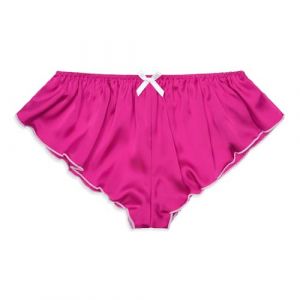 Satini Satin Taille Basse Élévation Culotte à Cannelures à la Française efféminé Slips Culottes sous-vêtements (Rose Vif - Blanc, XXL) (BlackButterfly Clothing, neuf)