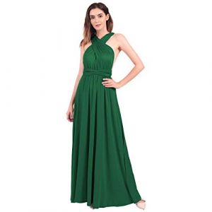 Odizli Robe de soirée pour femme, longue, sexy, festive, dos nu, portefeuille, à bandes multidirectionnelles, robe de demoiselle d'honneur, de fête, de bal, vert, S (Odizli store, neuf)