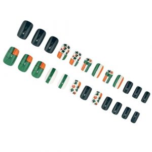 Lot de 24 faux ongles à coller pour femme Motif trèfle vert (QFMHZP, neuf)