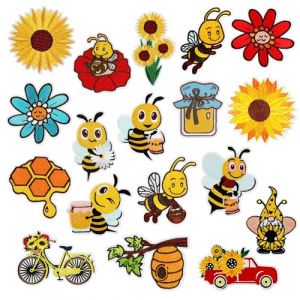 Woohome Broderie Patch Thermocollant, 18 PCS Abeilles M&eacute;lang&eacute; Autocollant de Patch Appliques Ecussons &agrave; Coudre Transferts Ecusson Thermocollant ou Ecusson &agrave; Coudre pour V&ecirc;tement T-shirt Jeans Veste (CXiong, neuf)