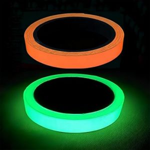 2pcs Bande Fluorescente, Ruban Adhésif Lumineux 5M*2CM Autocollant Fluorescent Nuit Amovible Ruban Lumineux Sécurité Ruban Phosphorescent Ruban Lumineux Imperméable à l'eau (Vert et Orange) (QUQU JIANING, neuf)