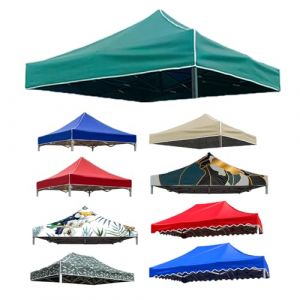 Toile de Rechange pour pavillon tonnelle Tente Toit de Remplacement Gazebo de Jardin Tissu Polyester Haute densité, Anti-UV 50+ pour Jardin, Terrasse, Marché Pavillon (Green,2X2M(6.5'x6.5')) (LFUK3, neuf)