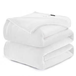 WAVVE Plaid Couverture Polaire Flanelle en Microfibre, Jet&eacute; de Canap&eacute; 220x240 Blanc, Couverture lit Jete de Canape 2 Personnes, Plaid Fourrure Grand Chaud et Doux en Peluche, 240x220 (Wavve EU, neuf)