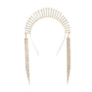 IYOU Marie Halo Couronne Bandeau Or Scintillant Strass D&eacute;esse Casque Gland Mariage F&ecirc;te Costume Diad&egrave;me de Cheveux Chapeaux pour Femmes (Or) (Deeping, neuf)