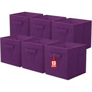 powerking Boîtes de rangement pour placards et jouets, boîtes de rangement en tissu pliables cube et organiseur de tissu, set de 6, 33 X 33 X 33 cm, Violet foncé (PowerKing FR, neuf)