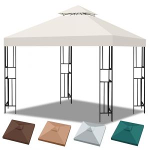 Auvent de rechange de 25,4 x 25,4 cm, housse de tonnelle à double niveau avec grille d'aération très résistante et imperméable en polyester 300D amélioré pour extérieur, terrasse, jardin (Bsteciar-EU, neuf)