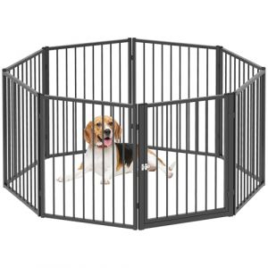 PawHut Parc pour Chien, enclos Chien 8 Panneaux modulable et Pliable, enclos Portable en métal 76H cm avec Porte, clôture pour Chiot, Chat et Petits Animaux, extérieur et intérieur, Noir (Aosom FR, neuf)