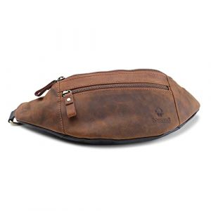 DONBOLSO Sac Banane Cuir Seattle | Sac à Ceinture en Cuir Fait à la Main avec Look Vintage | Grand Sac Banane Homme Cuir | Vintage Marron (DONBOLSO, neuf)
