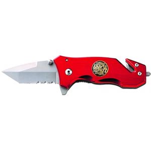 AUSONIA - 26531 Couteau de poche d'Intervention de survie 15 Cm &agrave; lame pliante inox satin 6,5 Cm manche aluminium avec coupe ceinture et brise vitre (Ausonia Spa, neuf)