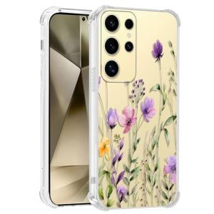 Kivlclri Transparente Coque pour Samsung Galaxy S24 Ultra 5G 6,8'', Etui Silicone avec Fleur Violet Aesthetic Motif Design, Protection Bumper Case Antichoc Housse pour Femme Ultra Fine PC &Eacute;tui Souple (Ulbrich Suzana, neuf)