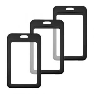 3PCS Porte Badge avec Cordon,Porte Carte Vertical Rigide et Transparent Contient deux cartes pour Id D'&eacute;cole De Bureau Cartes de Cr&eacute;dit Licences Passes (YanRongGuan, neuf)