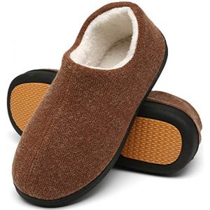 Mishansha Chaussons Homme Hiver Pantoufles Homme Confortable Chaussons Chaude Fourrés Charentaises Polaire Slippers avec Semelle en Caoutchouc Marron,Gr.48 (Baostyleshop, neuf)