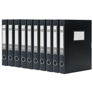 SOYIRI Lot de 10 Boîtes de Classement A4 en Plastique, Dos de 40 mm, Boîte à Archive pour bureau, école – Noir (long zi mao yi, neuf)