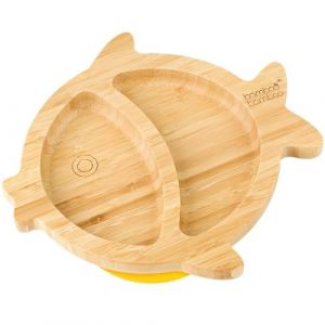 bamboo bamboo Assiette Bébé et Enfant pour Repas et Sevrage, Plat Poisson en Bamboo avec Ventouse Sécurisée dès 6 Mois (Poisson, Jaune) (bamboo bamboo, neuf)