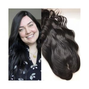 Cheveux Naturels Humains European Human Hair Topper 12x13CM Silk Top Skin Base with PU Around and 4 Clips, 8-22" Natural Wavy Virgin Hair Pieces for Thinning Hair/Hair Less Volumateur Capillaire Femm (zhangruiuk, neuf)