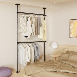 WELDUN Tringle à vêtements télescopique, tringle à vêtements extensible et réglable, séparateur de pièce, tringles à rideaux, sans perçage, tringles à rideaux standard sans dommage 227-312 cm (H) 71 (Viivat, neuf)