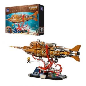 PANTASY Ensemble de briques de construction &agrave; clip Nautilus sous-marin Steampunk, design modulaire en 3 sections avec h&eacute;lice &agrave; engrenages, mini-bateau et sc&egrave;ne d'aventure sous-marine, mod&egrave;le de (PANTASY OFFICIAL STORE, neuf)