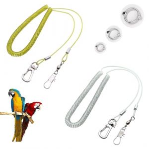 Corde Volante pour Perroquet,Harnais pour Perroquet,Harnais pour Oiseaux Perruche de 5M,Corde D'entraînement Anti-Morsure(2 Pièces) (Blanc et Jaune) (laizi store, neuf)