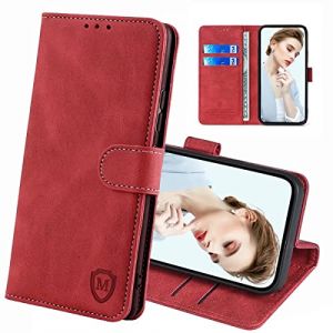 FMPCUON Etui Coque pour Sony Xperia 1 IV,[Housse en Cuir PU Premium] [Pochette de Portefeuille] [Etui à Rabat],avec Fentes pour Cartes pour Sony Xperia 1 IV,Rouge (FMPCUON-EUR, neuf)