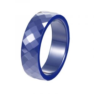 Joievievie 6MM Bague en C&eacute;ramique &agrave; Facettes Anneau Bleu Couple Bijoux Homme Femme Alliance Fian&ccedil;ailles Mariage Taille 62 (Joielavie, neuf)