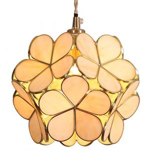 Bieye L30748 plafonnier en verre teinté à la fleur de cerisier de style Tiffany avec abat-jour large de 21 cm (Crème) (Bieye Lighting, neuf)