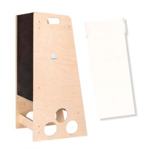 Mamikids Tour Montessorienne en bois naturel - Tableau et toboggan pour enfants 2-6 ans, &eacute;chelle transformable, table, tabouret - Made in Italy (Mami srl, neuf)