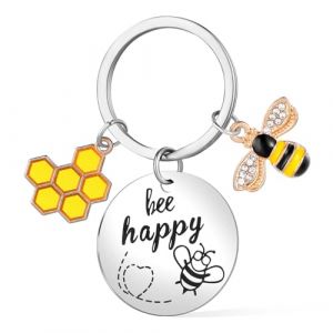Mabor Porte-clés abeille, bourdon - Cadeau abeille - Happy Keyring - Pendentif animal pour homme et femme - Portefeuille - Sac à main - Sac à dos (cici star, neuf)