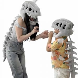 Dujuanus Spinosaurus Plush Dino Outfit, Dinosaur Costume-3D Skeleton Design, Halloween Realistic Dinosaur Skeleton Costume Set, Quick-Change, Machine Washable (75cm+116cm) (Dujuanus, neuf)