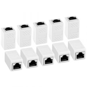 AXFEE Coupleur RJ45, 10 Pi&egrave;ces Ethernet Raccord RJ45, Connecteur Cat7, Cat6, Cat5, Cat5e Compatible avec c&acirc;bles r&eacute;seau Femelle vers Femelle (Ouuze, neuf)