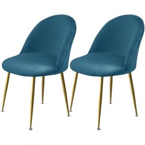 Levoberg Housse de Chaise Salle &agrave; Manger Scandinave Extensible en Velours Housse Chaise Dossier Arrondi Elastique Couverture de Chaise Scandinave pour Maison Mariage H&ocirc;tel 2 Pi&egrave;ces Bleu de Paon (Levoberg-EU, neuf)