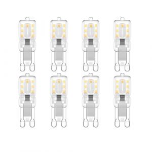Klighten Ampoule LED G9, Bombubilla G9 LED 220V Blanc Chaud 3000K 3W Equivalent &agrave; Halog&egrave;ne 30W Halog&egrave;ne Lumi&egrave;re 8-Pack (Klighten-EU, neuf)