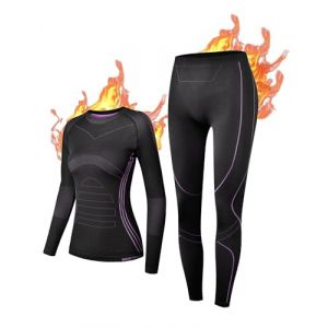 NOOYME sous Vetement Thermique Femme Fonctionnel Ensemble Ski Femme Antibactériens sous Vetement Chaud Femme Flexible Respirant Ensemble de Ski Femme Tenant Chaud pour Automne Hiver (Qiaoge SHOP, neuf)