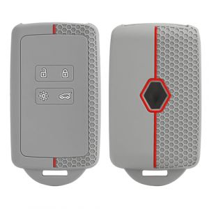 Lot de 2 Coques de clé de Voiture pour Renault Clio Megane Koleos Kadjar Kangoo Twingo Talisman Captur Espace Dacia Duster Coque- Coque de clé en Silicone - 3 Boutons (Rouge grisâtre) (zhuilink, neuf)