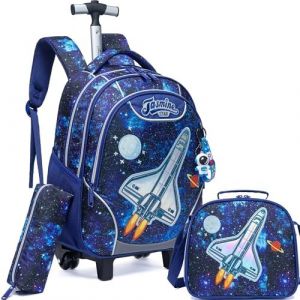 HTgroce Cartable a Roulette Garçon Primaire, Cartables Scolaire Trolley Bag Sac à Dos avec roulettes Léger Cartable Ensemble de Sac de Voyage pour L'école, Le Voyage, la randonnée. (Lldaily EUR, neuf)