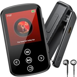 OGVDOE 128Go Lecteur MP3 Bluetooth, Mini Lecteur de Musique Bluetooth de Sport Portable avec Clip, Lecteur MP3 HiFi Baladeur Sport de Bouton Tactile, Idéal pour Le Sport et Le Fitness, Noir (BALLON REPORT - UNIPESSOAL LDA, neuf)
