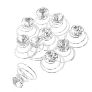BAZEITFLOW 10 pièces Épingles à Cheveux Spirale Alliage Dur avec Strass Cristal Clair Accessoires Cheveux Mariage pour Femmes et Filles Rhinestone Ornements Élégants pour Coiffure Nuptiale (KINING, neuf)