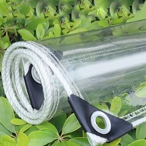 LLXNQ026 B&acirc;che Transparente Imperm&eacute;able B&acirc;che Arm&eacute;e de Protection en Plastique 450g/m&sup2; B&acirc;che Protection Contre la Pluie en mat&eacute;riau PVC avec &OElig;illets,pour Jardin Terrasse Serre (2x5m/6.6x16.4ft) (lilimin001, neuf)