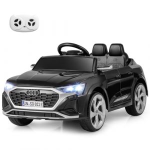 GOPLUS 12v Voiture Electrique Enfants SQ8, 4x4 Electrique Enfants avec T&eacute;l&eacute;commande 2,4 G, Musique, Klaxon, Lumi&egrave;res LED, D&eacute;marrage Progressif, pour Enfants 3 Ans+, Charge30KG (Noir) (Augenstern24, neuf)