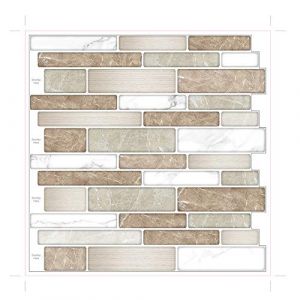 Art3d Lot de 10 Pièces Carrelage Adhésif Marron avec Motif Marbre,Crédence Cuisine en Vinyle Effet Mosaïque,Papier pient 3d,30x 30cm (Art3d, neuf)