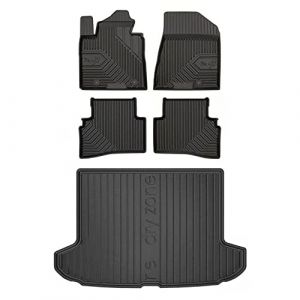 MOTOS Kit de tapis de voiture et de tapis de coffre en caoutchouc pour Hyundai Tucson III 2015-2020 Am&eacute;liorez votre confort de voyage avec tapis antid&eacute;rapant voiture 3D- Tapis de sol voiture tous temp (MOTOS EU, neuf)