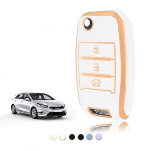 TOOMUME Coque Clé TPU, Etui Clé Étui Clé Adapté pour Kia Sportage Rio Ceed Stonic Picanto Sorento Venga Soul Carens Cerato K2 K3 K4 K5, Couvre Clef Cache Cle Voiture Telécommande - Flip Key (TOOMUME, neuf)