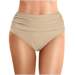 Bas de Maillot de Bain Femme Bandeau Bikini Culotte Taille Haute Short de Bain Ventre Plat Bas de Maillots Shorty (goodups, neuf)