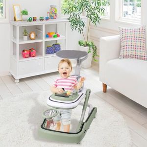 Trotteur Bébé Pliable pour Nourrisson de 6 à 18 Mois - Trotteur pour bébé avec Roues Silencieuses pour Enfant Garçons et Filles - Hauteur Réglable, Rangement Facile-65 * 58 * 90cm- Vert (Hechheu, neuf)