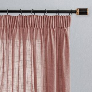 MYSKY HOME Lot de 2 Rideaux à Galon fronceur, Aspect Lin, Style Moderne, Naturel, 225 x 140 cm, Semi-Transparents, pour Salon et Chambre d'enfant, Rouge Brique (Ulanju e-commerce, neuf)