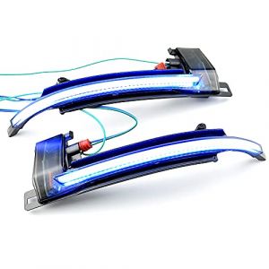 QKLsudua Lot de 2 clignotants séquentiels dynamiques à LED pour rétroviseurs latéraux compatibles avec Au-di A3 8P A4 A5 B8 Q3 A6 C6 4F S6-bleu et jaune (QKL-UK, neuf)