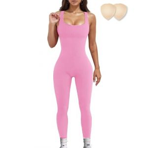 Merlvida Combinaison Femme Sport Sans Couture Jumpsuit Fitness Ajusté et Élastique Skinny Une Pièce Tenue Sportive Sexy Gym Survêtement Pour Sports Yoga Jogging (Merlvida Direct, neuf)