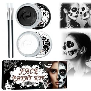 Maquillage Halloween,Peinture Visage Blanc Noir,Peinture Visage,Kit Maquillage Halloween pour Halloween Carnaval Th&eacute;&acirc;tre Cosplay Maquillage Peinture Corporelle Faciale Lors de F&ecirc;tes (MSTK, neuf)