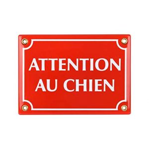 Sosenco Plaque emaillée Attention au Chien 12x17 cm - Pancarte Attention au Chien - Plaque Alarme - Propriété Privée - Panneau Signalétique Chien - Rouge (Sosenco, neuf)